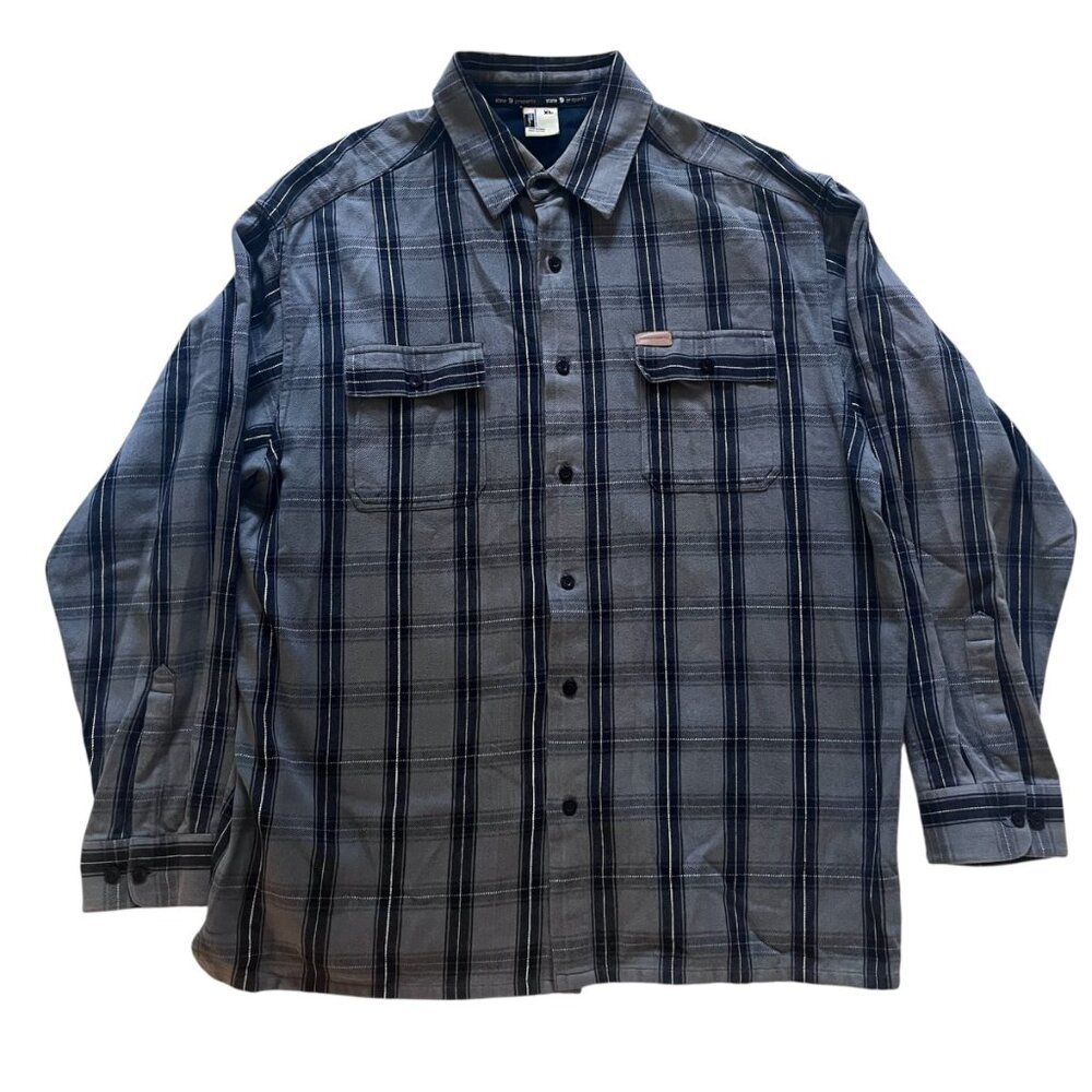 Vintage State Property Men's Button Up Shirt Gray  XL Flannel Y2K Early 2000's.